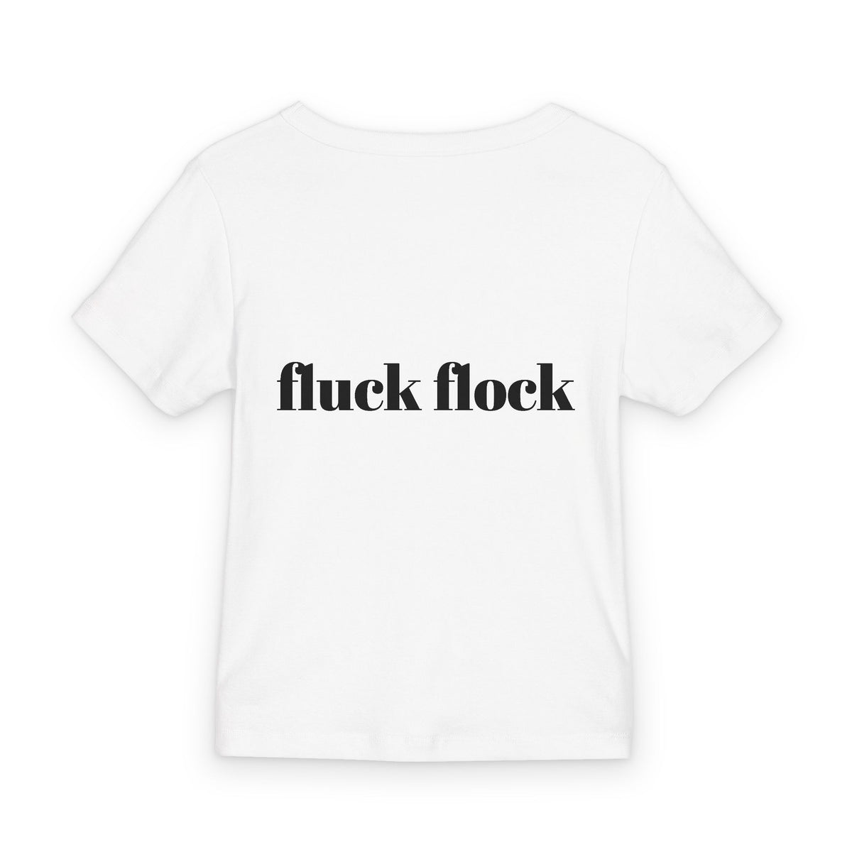 Organic Rib Baby Tee — "Brown Bear, Brown Bear" Kids Graphic Tee ("fluck flock" Back)