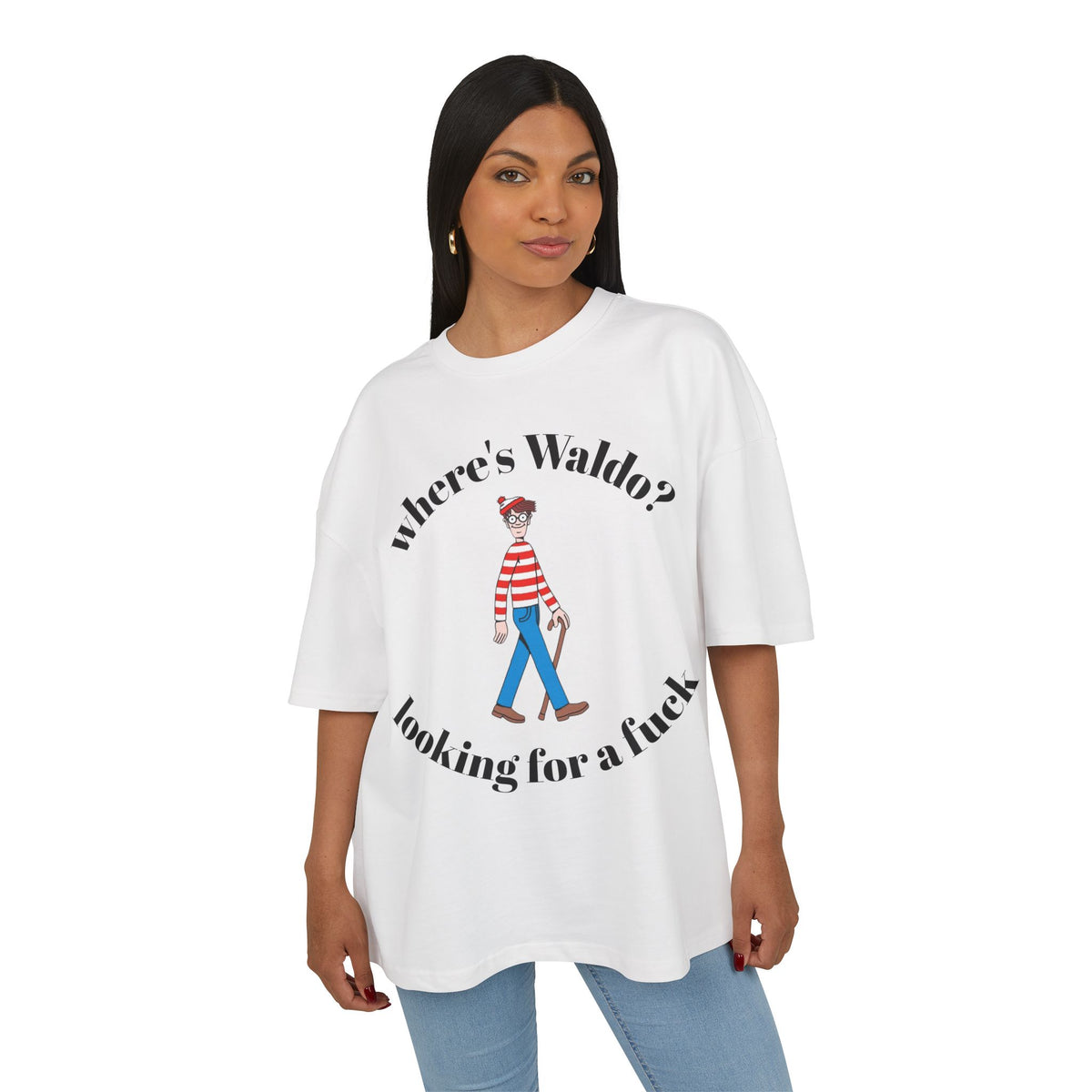 Graphic Tee — "Where's Waldo? Looking for a F***" Novelty Boxy T-Shirt